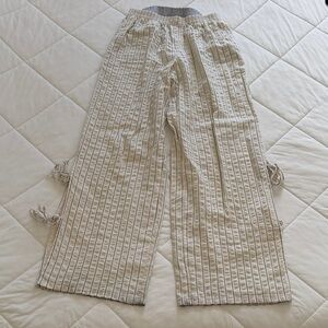 Aerie Cream Striped Wide-Leg Pants